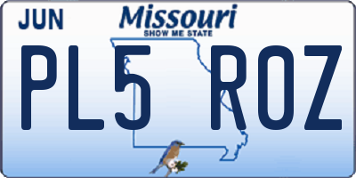 MO license plate PL5R0Z