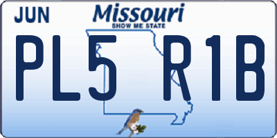 MO license plate PL5R1B