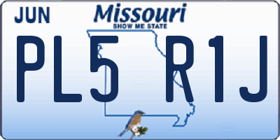 MO license plate PL5R1J