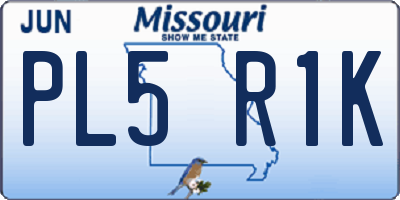 MO license plate PL5R1K