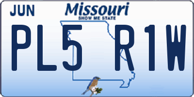 MO license plate PL5R1W