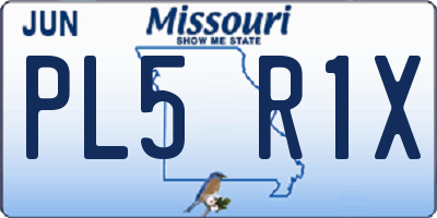 MO license plate PL5R1X