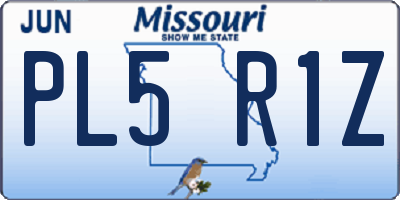 MO license plate PL5R1Z