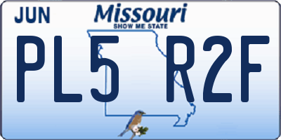 MO license plate PL5R2F