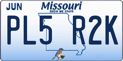 MO license plate PL5R2K