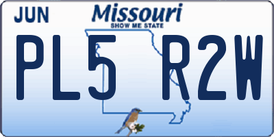 MO license plate PL5R2W