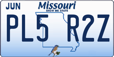 MO license plate PL5R2Z