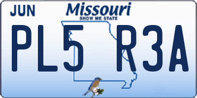 MO license plate PL5R3A
