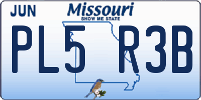 MO license plate PL5R3B