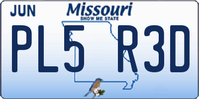 MO license plate PL5R3D