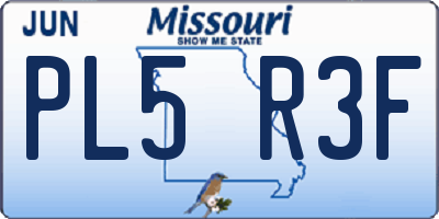 MO license plate PL5R3F