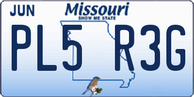 MO license plate PL5R3G