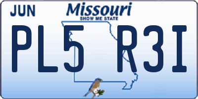 MO license plate PL5R3I
