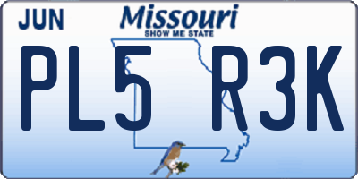 MO license plate PL5R3K