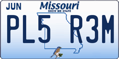 MO license plate PL5R3M