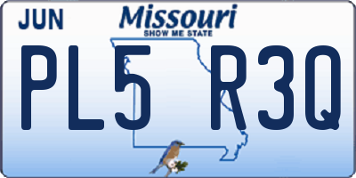 MO license plate PL5R3Q