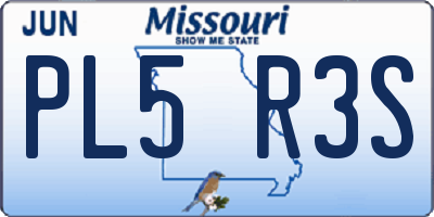 MO license plate PL5R3S
