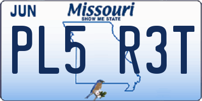 MO license plate PL5R3T