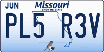 MO license plate PL5R3V
