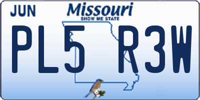 MO license plate PL5R3W