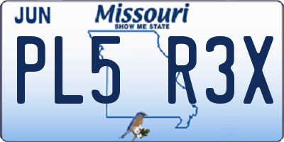 MO license plate PL5R3X