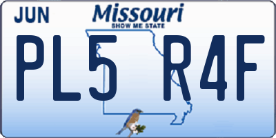 MO license plate PL5R4F