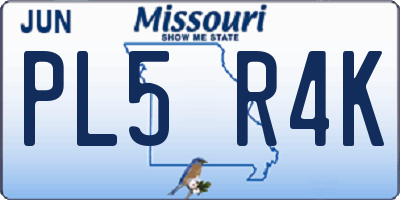 MO license plate PL5R4K