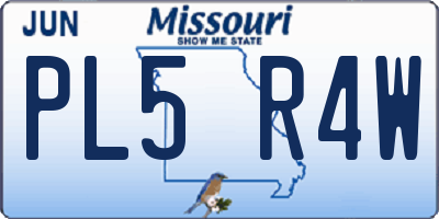MO license plate PL5R4W