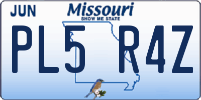 MO license plate PL5R4Z