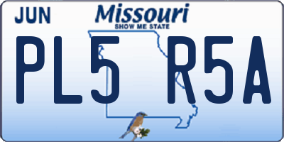 MO license plate PL5R5A