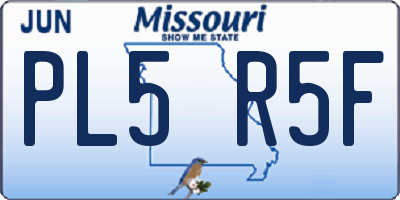 MO license plate PL5R5F
