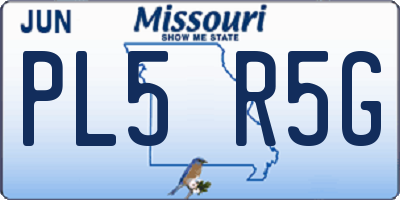 MO license plate PL5R5G