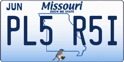 MO license plate PL5R5I