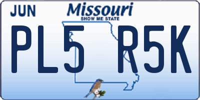 MO license plate PL5R5K