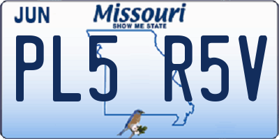 MO license plate PL5R5V