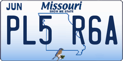 MO license plate PL5R6A