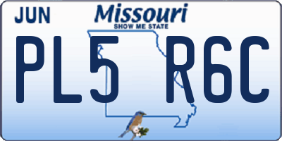 MO license plate PL5R6C