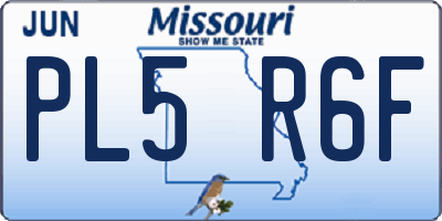 MO license plate PL5R6F