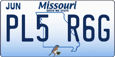 MO license plate PL5R6G