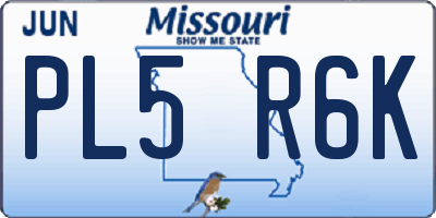 MO license plate PL5R6K