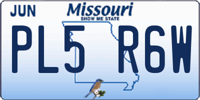 MO license plate PL5R6W