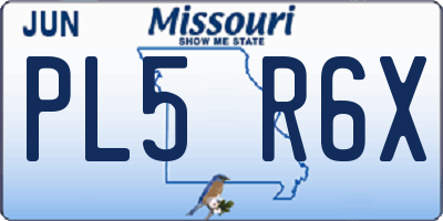 MO license plate PL5R6X