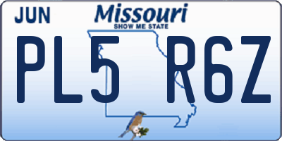 MO license plate PL5R6Z
