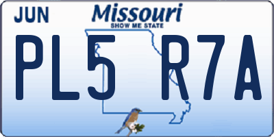MO license plate PL5R7A