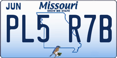 MO license plate PL5R7B