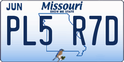 MO license plate PL5R7D
