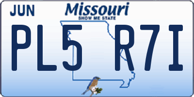MO license plate PL5R7I