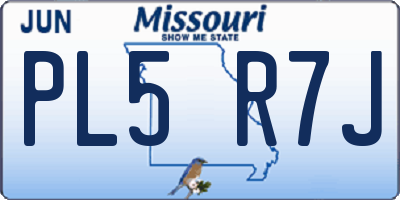 MO license plate PL5R7J