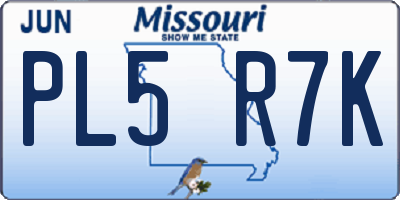 MO license plate PL5R7K