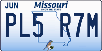 MO license plate PL5R7M